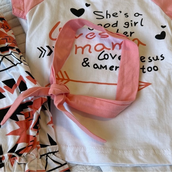 3 piece set size 18-24 months ruffle pants top headband - Picture 6 of 9